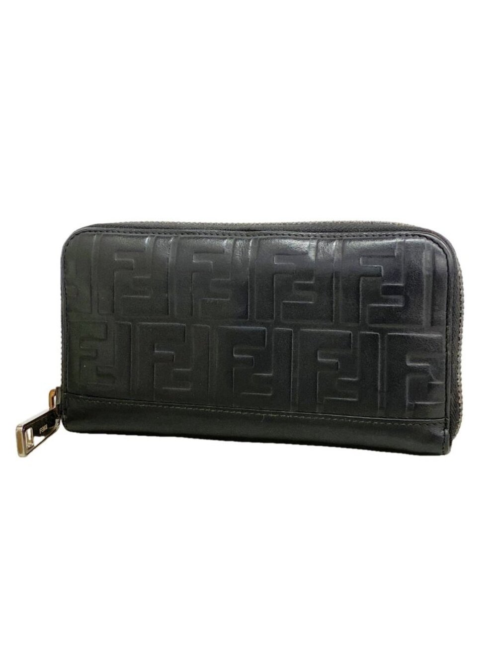 Fendi Wallet Zucca Leather Black Silver